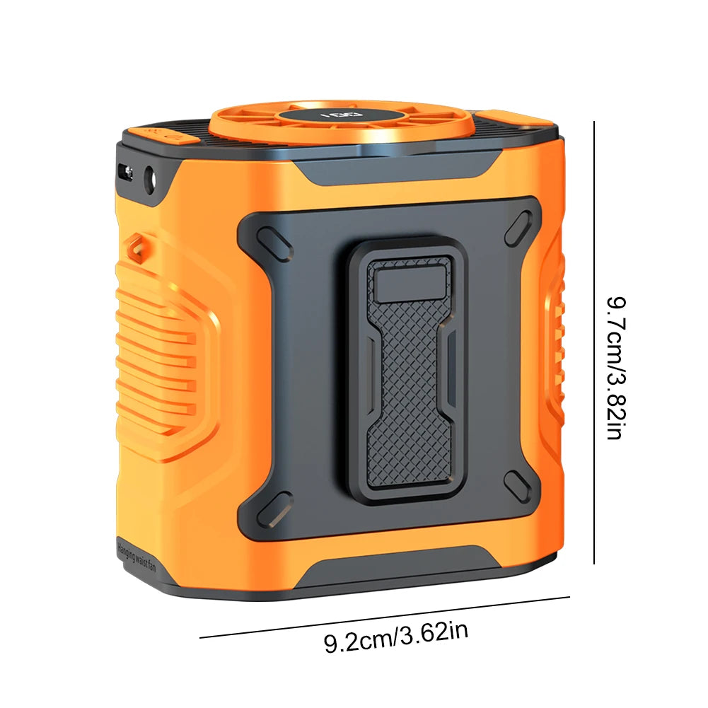 Portable Waist Fan USB Rechargeable Cooling Waist Fan with Flashlight Personal Fan Cooling Belt Fan for Outdoor Camping Travel