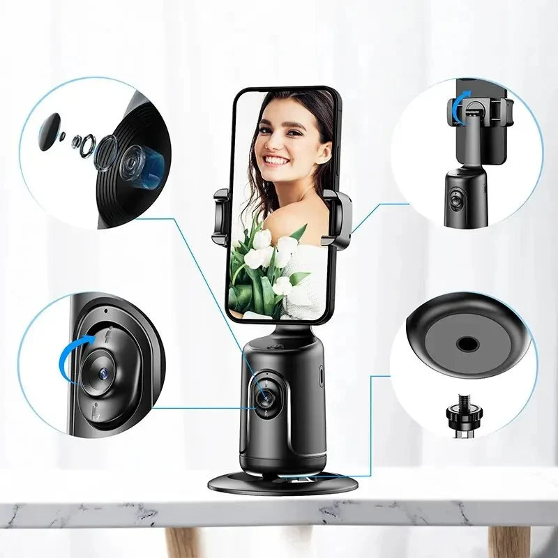 AI Smart 360° Face Tracking Gimbal - Auto Stabilizer & Tripod for Perfect Smartphone Vlogs & Live Streams